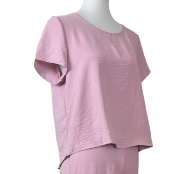 Saints New 2 Piece Set Wide Leg Pant Short Sleeve Top Blush Pink Women’s Size XL - Picture 6 of 15